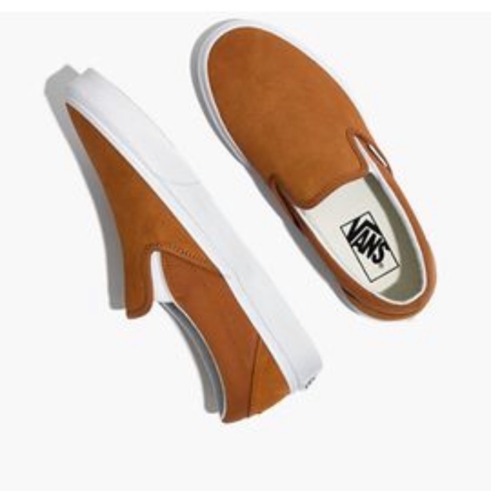 EUC Madewell Vans Slip On Sneaker Sueded Bronze Brown Tan